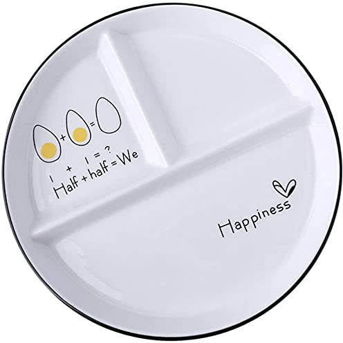 LATRAT Plato de cerámica dividido en 3 partes - Vajilla para comidas, ensalada, cocina, fiestas y suministros para el hogar para niños