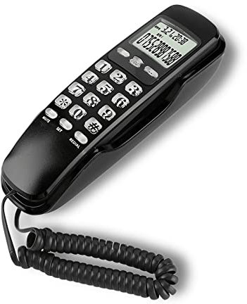 Mini Téléphone Mural Yoidesu KX-T888CID pour Téléphone Fixe D'hôtel de Bureau à Domicile avec écran LCD D'identification de L'appelant Entrant Téléphone Filaire Mural(Noir)