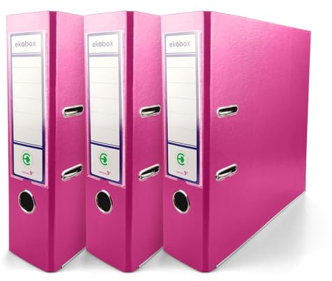 Netuno 3x classeur à anneaux rose mécanisme à 2 anneaux dos de 8 cm classeurs plastiques classeur A4 rigide classeurs de bureau pour documents de format A4