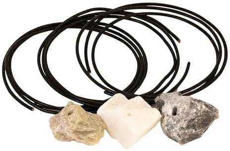 artdee® Speckstein Amulettsteine mit Loch und Lederband (3 Stück) – handgefertigte Schlüsselanhänger aus Speckstein Rohling selbst gestalten Schlüsselanhänger selbst Machen Specksteine