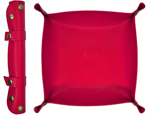 World of Dice Würfelteller - ideal für alle RPGs, Würfelunterlage, Würfelschale, Würfelbrett, Kunstleder, für Dungeons and Dragons, Kniffel, DSA, UVM. (Pink, Kunstleder)
