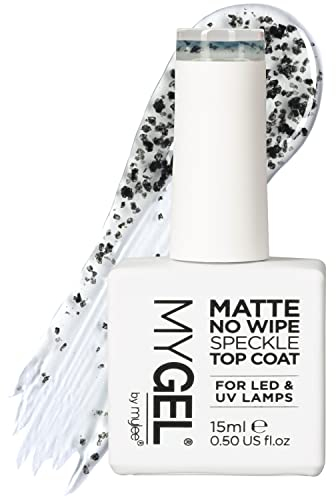 Mylee Gel Nail Polish Top Coat - UV/LED Soak-Off Nail Art Manicure Pedicure for Professional & Home Use, Long Lasting & Easy to Apply, Vegan & Cruelty Free (Matte No-Wipe Speckle Top Coat, 15ml)