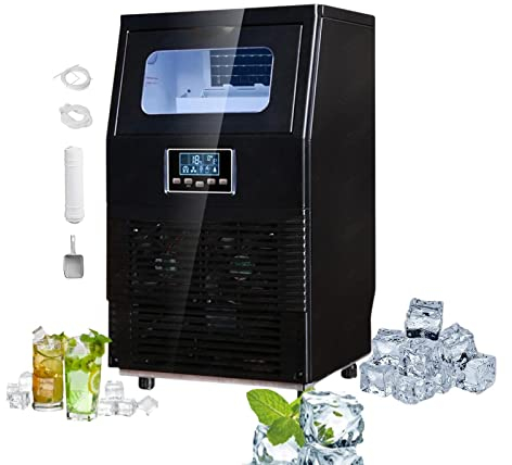 Machine à glaçons Industrielle Machine à GlaçOns Réservoir de Glace de 4 kg Machine a Glace Italienne Pas Cher 40 kg/24 h Cuisine Bureau