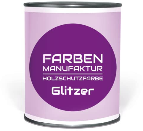Farben Manufaktur Holzfarbe Glitzer Glitzerfarbe Wetterschutzfarbe Holzschutzfarbe Holzlack 1L, Farbe: veilchen lila violett holo silber Glitzer