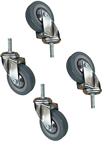 FREAZE 4 Schwerlastrollen 240kg/350kg, M10/M12 Lenkrollen Mit Gewinde Transportrollen Mit Stengel Möbelrollen Mit Bremse, 75mm Räder Für Palettenmöbel (Color : 4swivel, Size : 4in-M10)