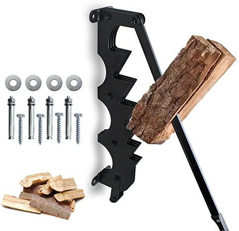 TUSAUW Karbonstahl Wandmontierter Brennholzspalter Brennholz Anzündholz Splitter Wandhalterung Anzündholz Maker Holzspalter Weichholz Anzündholz Splitter für Innen oder Außen