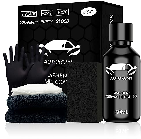 Keramikversiegelung Auto, 60ML Graphene Ceramic Coating, 10H Keramikversiegelung für Autos, Ultrahochglanz, Extrem Hydrophob, Nano-Versiegelung für Lackschutz Nano Versiegelung Auto