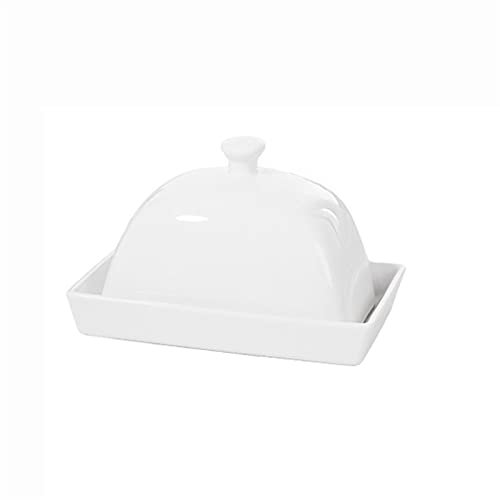 WIPPWER Mantequera Mantequera de cerámica con Tapa, Mantequera Rectangular, Mantequera Grande - Mantequera de Porcelana con, Utilizado for vajilla de Hotel, Bandejas de Manteca Blanca