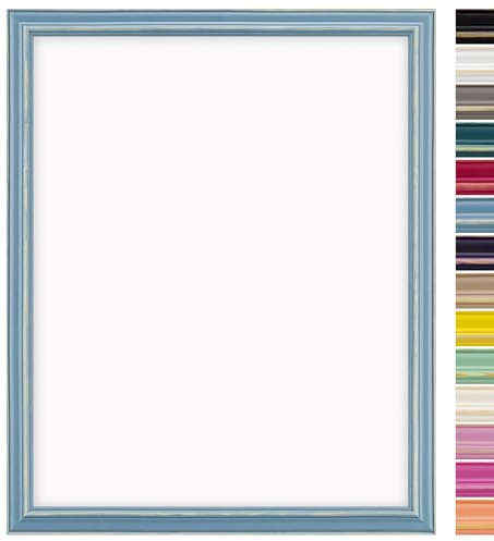DÖRR Bilderrahmen Boho 50x70 Hellblau, Holz, für Fotos, Poster, Urkunden | Bildformat 50x70 cm, bruchsicheres Acrylglas, Vintage, Hoch- & Querformat, Shabby Chic, Holzrahmen, Landhaus, Wechselrahmen