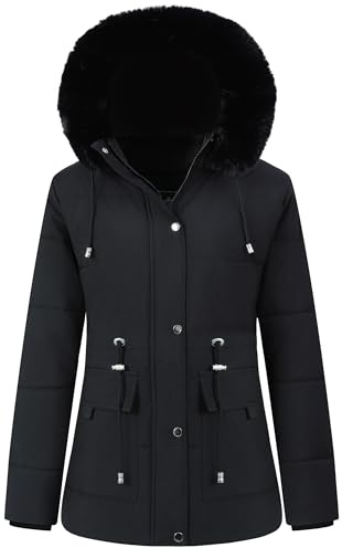 MOERDENG Women's Warm Winter Puffer Coat Thicken Fleece Lined Down Jacket