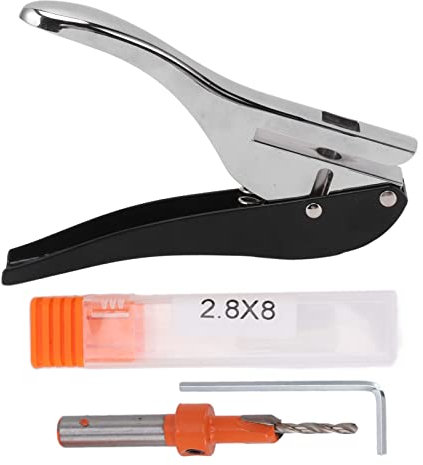 BORDSTRACT Pinze per Punzonatura Tonda da 8 mm, Mini Pinza Per Perforare in Metallo Antiscivolo, Posizionamento Preciso in Acciaio da, con Base Antiscivolo E Cestino Per Rifiuti