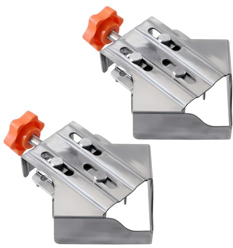 Owfeel 2pcs Stainless Steel Right Corner Clamp,90 Degree Right Angle Clamp for Woodworking,Right Angle Clip Fixer,Single Handle Clamps for Woodworking, Photo Framing (Close)