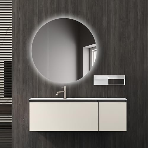 Talos Picasso Style Spiegelschrank weiß Ø 60cm - mit hochwertigem Aluminiumkorpus - Modernes Badezimmermöbe mit austauschbarer LED Beleuchtung - Badspiegel mit praktischem Stauraum