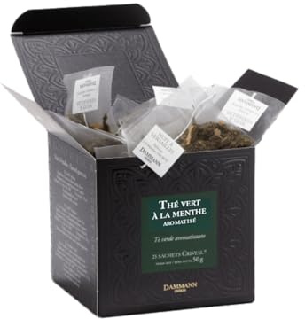 Dammann Frères | Grönt te Mint | Krut och pepparmyntablad - 25 filter (50 gr) | Krutgrönt te och mynta