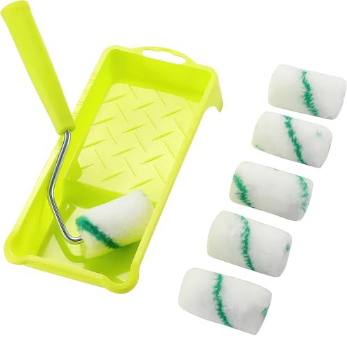Miawtro Mini Paint Roller Set,Small Paint Roller 2.2 inch，6 pcs Microfiber Paint Roller,Used with All Paints and Finishes, Soft Microfiber Fabric to be Used on A Little Rough Surfaces