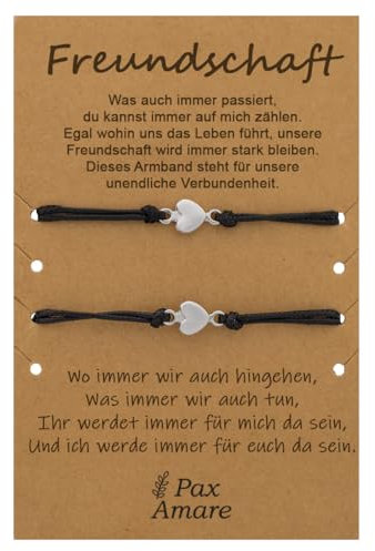 Pax Amare Freundschaftsarmbänder für 2 mit Kleine Herzen Silber - BFF Armband für Mädchen & Damen