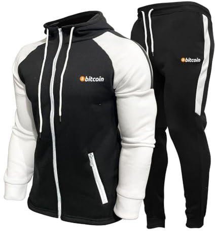 GIOPSQ Männer/Frauen Bitcoin(BTC) Baumwolle Hoodie Sweatshirt Hosenanzug klassische Sportbekleidung lässige Joggingkleidung sportanzug/B/XL
