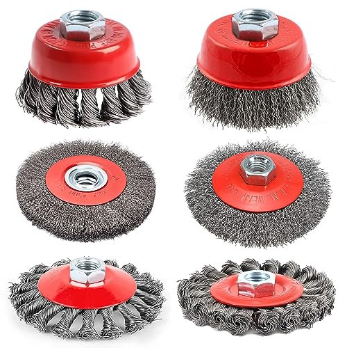 6 Pièces Brosse Métallique pour Perceuse et Meuleuse - Nettoyer, Décalaminer, Rendre Rugueux et Dérouiller