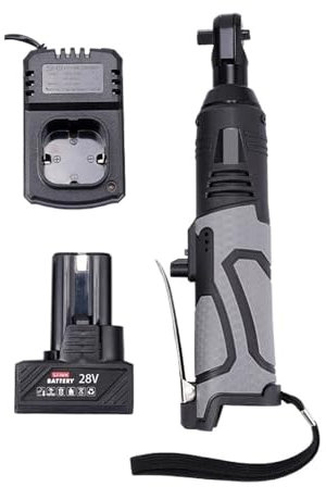 MZZYG Impact wrench 55N. M Electric Wrench Angle Drill Screwdriver 3/8''90 Degree Cordless Ratchet Wrench Scaffold With 1/2 Lithium Ion Battery(1 battery)