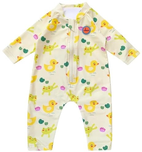 Swimbubs Traje de baño UV para bebé, traje de baño para niñas, protección solar, chaleco de protección contra erupciones para niños pequeños, UPF50, pato amarillo