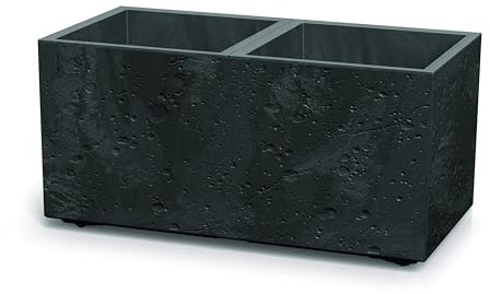 Tymar Grand pot de fleurs extérieur rectangulaire - Jardinière pour l'extérieur - XXL (béton noir, 80 x 40 x 40 cm (H x l)