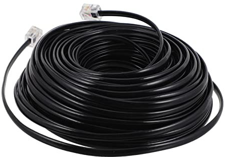 TINEASUR Cavo Telefonico Prolunga 4 Fili 20 Metri Per Connessione Fissa Domestica, Accessori Per Telefono Fax Modem, Cavo Di Collegamento Nero Ad Alte Prestazioni Per Uso Casa e Ufficio