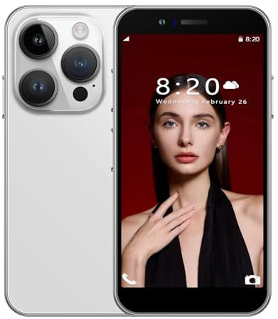McMgc Unlocked 4G Mini Mobile Phone 3.0'' HD Small Screen,Android 10.0,Dual SIM Dual Camera,Face Unlock Student Pocket Cellphone (White)