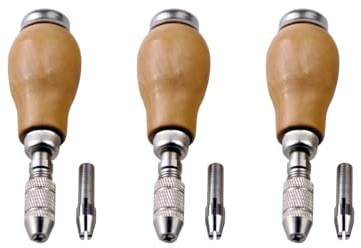 Precise Pin Vise, 3 Pcs Graver Handle Pin Vise Jewelers Wooden Handle Pin Vise for Gold Jewelry Making Processing Tool (Pear Shape)