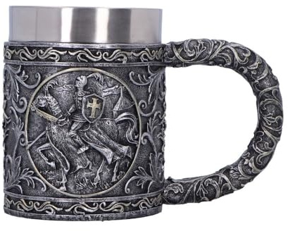 Nemesis Now Chope médiévale décorée avec insert en métal amovible, décoration Renaissance et cadeaux – Chope Ride for Glory