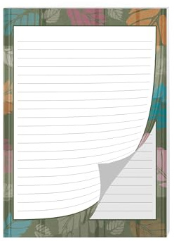 Briefpapier Motiv Natur Blättern pastell Briefblock für Mädchen Kinder und Erwachsene Geschenk Blattdesign grün natürlich (Block A4 mit 25 Blätter)