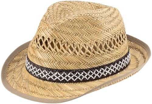 Farmer – Erntehelfer Strohhut für Damen & Herren | Leichter Trilby Sommerhut mit Belüftung & dekorativem Hutband | Atmungsaktiv für Garten, Freizeit & Urlaub (DE/NL/SE/PL, Alphanumerisch, S, Natur)
