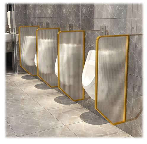 zklaseot 1 PCS Urinal Trennwände Für Männer Toiletten, Gehärtetes Glas Urinal Divider Screen Panel Mit Edelstahlrahmen, Wandbefestigte Urinal Screen WC Trennwand, Für Hotel Schulen(Gold-A)