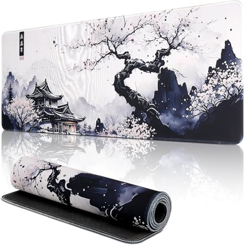 WXMMZCDB Japanische Kirschblüten Mauspad, Großes Gaming-Laptop-Mauspad,große Matte, langes, Anime Gaming Tastatur Matte, (800 × 300 × 3 MM) utschfeste Gummibasis