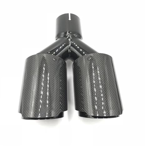 SQOFJGIGN Tubo di Scarico per Auto Un Pezzo 89MM Fuori Universale Car Styling Vernice Nera Punta di Scarico Tubo Silenziatore in Fibra di Carbonio Lucido Terminale Scarico Auto(57MM IN-76MM out)