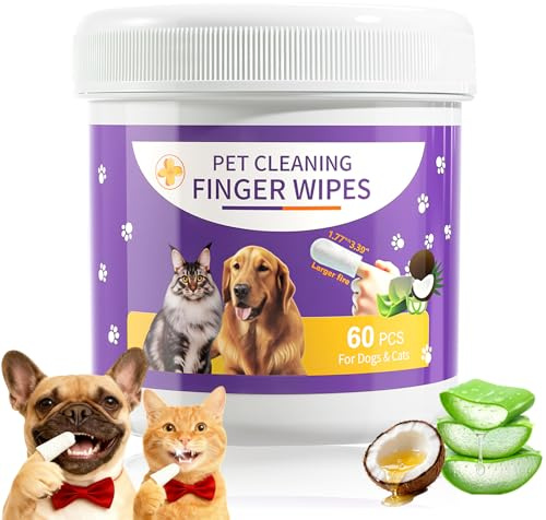 MeCids Dogs Dental Cleaning Finger Wipes 60PCS Pet Teeth Cleaning Tool Teddy Pet Small Dog Cat Cleaning Supplies