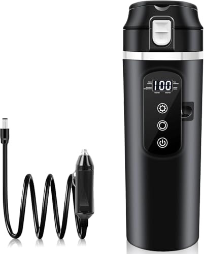 Wasserkocher Für Auto, Auto-Heizbecher 500ml, Reise Wasserkocher, Auto Reise Elektrischer 12v Mini-Kaffee Bis Zu 100℃ Variable Temperaturregelung Für Lkw Camping