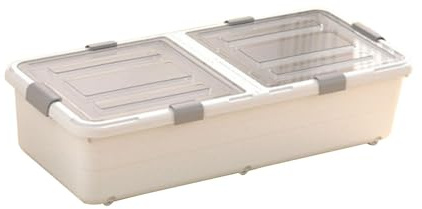 rockible Caja de Almacenamiento Bajo Cama Cesto Deslizante Y Organizador con Tapa de Apertura Hecho de Material PP Resistente Adecuado para Dormitorios Y, Blanco, Individual
