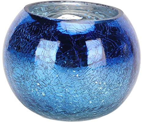 Bamjour Candelador de Vidrio, Soporte de Luz de té con Material de Vidrio Candelador de té Candeladores Votivos de para Decoración de Escritorio, Decoración de Velas, de Estantes y Más (azul