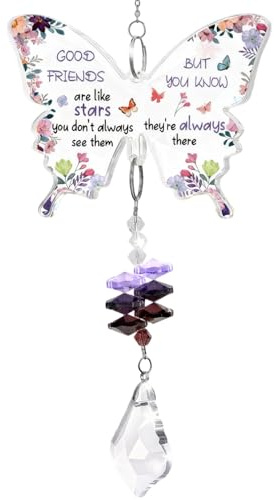 Regalo para Amiga, Atrapasol de Cristal con Mariposa - Regalos de Cumpleaños para Mujeres | Regalos de Amistad para Mejor Amiga - Navidad, Aniversario, Graduación (Estilo A)