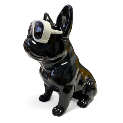 Generisch Exquisite Bulldoggenstatur, Kunstharz-Skulptur, handgefertigtes Design, Statue, französische, Skulptur, Sammelfiguren, Kunst, Hundestatue, French Bulldog, Schreibtisch-Dekoration (Schwarz)