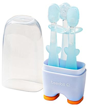 Cepillo de dientes de entrenamiento de silicona para bebés, cepillos de dientes suaves para niños, asas de fácil agarre, cepillo de dientes para bebés para enseñar silicona