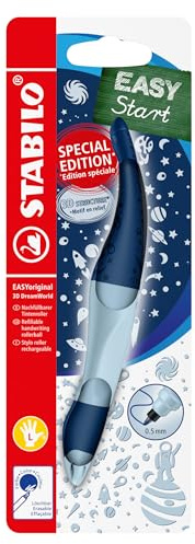 STABILO - Ergonomischer Tintenroller für Linkshänder - EASYoriginal | blau, 3D DreamWorld, löschbar blau, inkl. Patrone, Blister