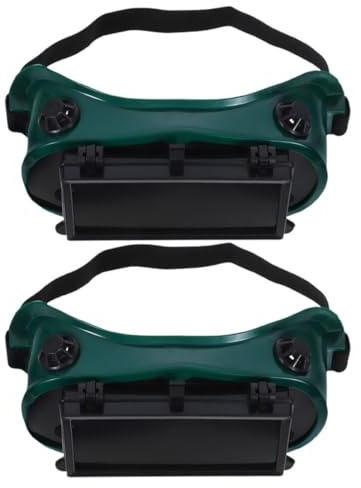 Veemoon Lot de 2 Lunettes de Protection pour Soudure à Double Rabat, Verres Antibuée, Résistantes aux Impacts, Réglables, Adaptées la Soudure et Travaux Industriels, Protection UV
