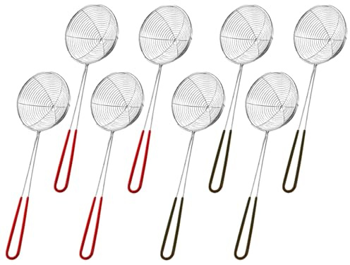 Abiyou 8 Espumadera Pequeña De Acero Inoxidable,Colador Red Malla Fina,Skimmer Para Pasta Fideos,Adecuado Para Carne,Verduras,Fideos,Mariscos (2 Colores)