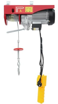 Polipasto Cabrestante Eléctrico Cabrestante Elevad Polipasto eléctrico de 800 kg, cabrestante de 220 V con control por cable | Para elevación en fábricas, almacenes, obras de construcción, rojo.