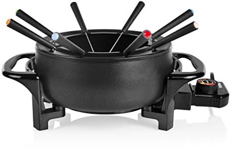 Tristar FO-1107 Olla eléctrica Multifuncional para Fondue de Queso, Chocolate o China, Volumen 1.5 litros, 1000 W, Apta para 8 Personas, Mate Negro