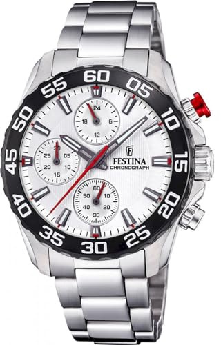 Festina Kinderuhr Analog Edelstahl 316L Silber - Quarz Chronograph - Mineralglas hochresistent - 5 ATM wasserdicht F20457/1 - Junior Collection