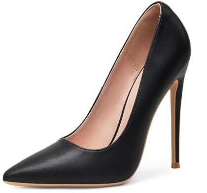 Elisabet Tang Women Pumps, Pointed Toe High Heel 4.7 inch/12cm Party Stiletto Heels Shoes Matte BK 7 Black