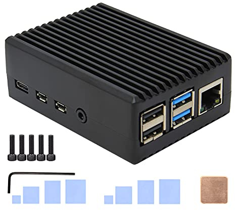 Geekworm Heavy Duty Passive Cooling Aluminum Case for Raspberry Pi 4 (P173) | Fanless, Silent, with Heatsink Pillar, CPU Copper Shim, Durable