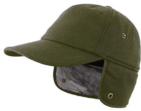 LLmoway Herren Winter Baseball Cap mit Ohrenklappen Fleece gefüttert Trapper Jagdmütze, armee-grün, MEDIUM